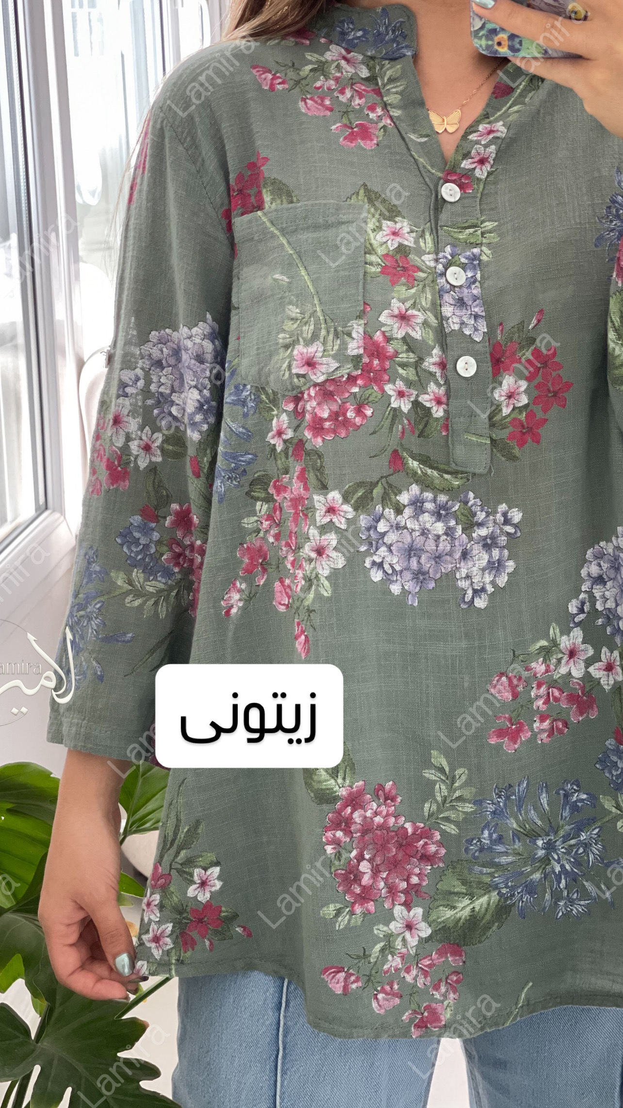 شومیز لینن ایتالیایی طرح گلریزان