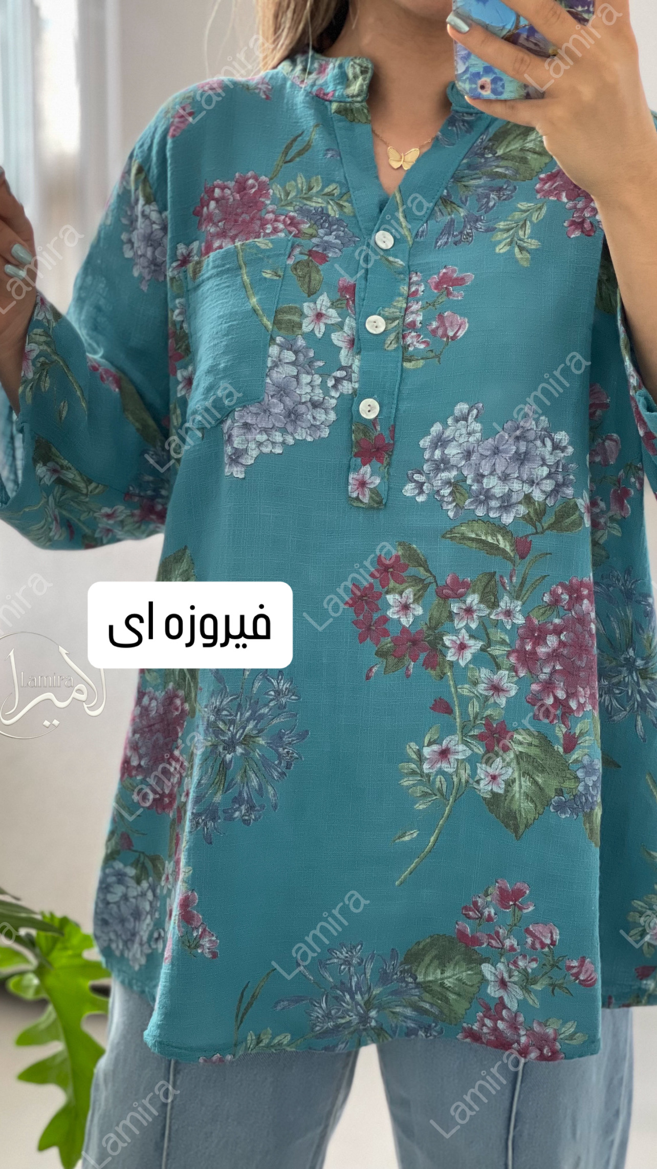 شومیز لینن ایتالیایی طرح گلریزان