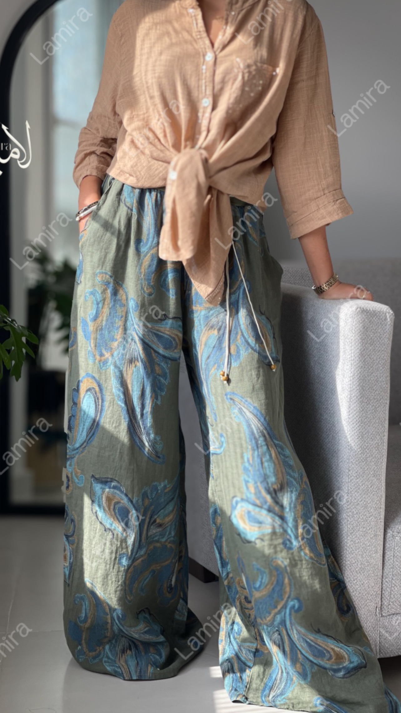 شلوار لینن ایتالیایی ترمه