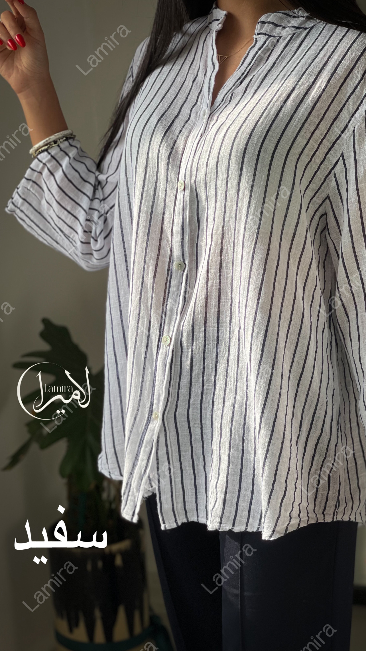 شومیز لینن ایتالیایی راه راه