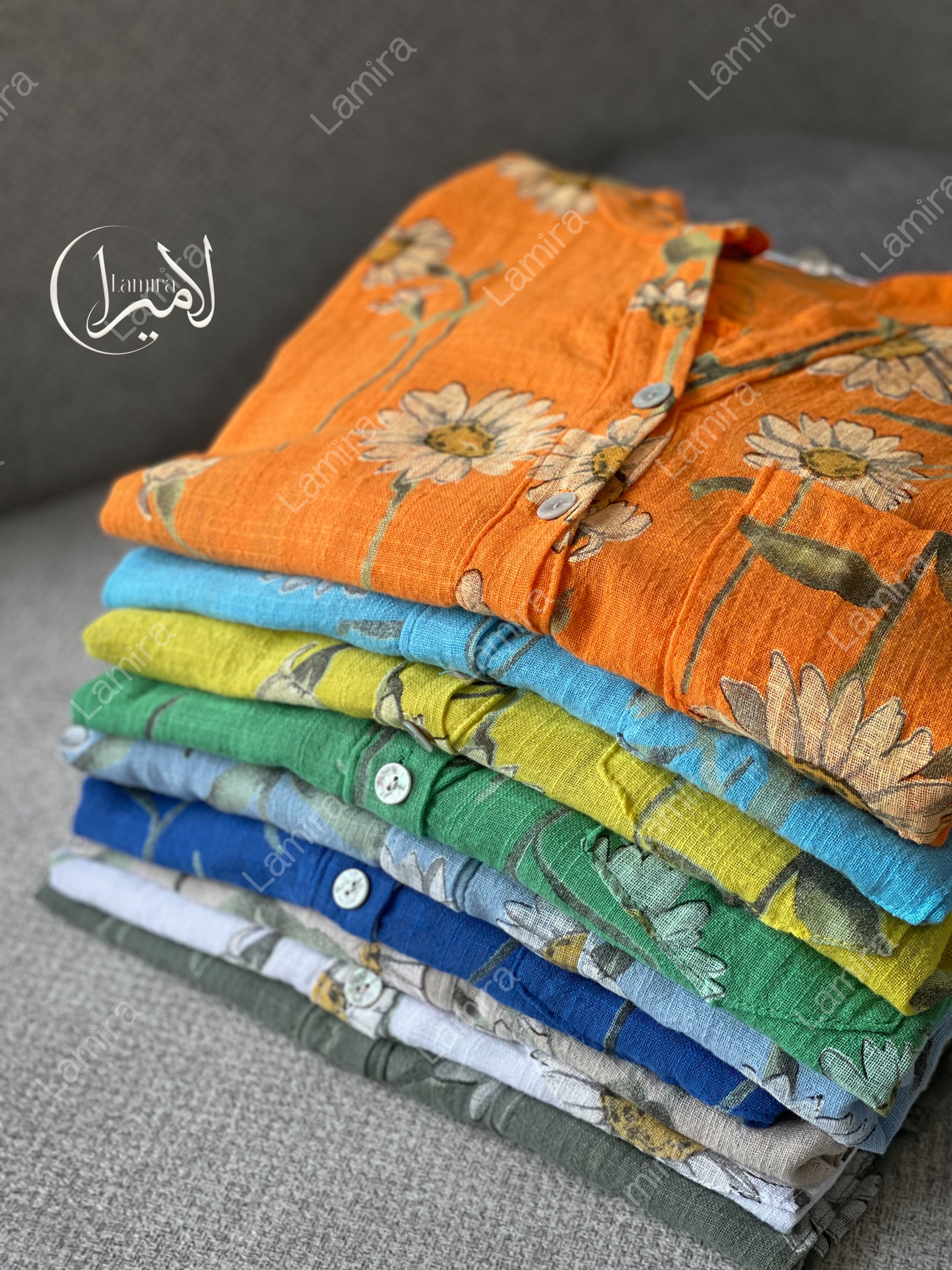 شومیز لینن ایتالیایی طرح بابونه