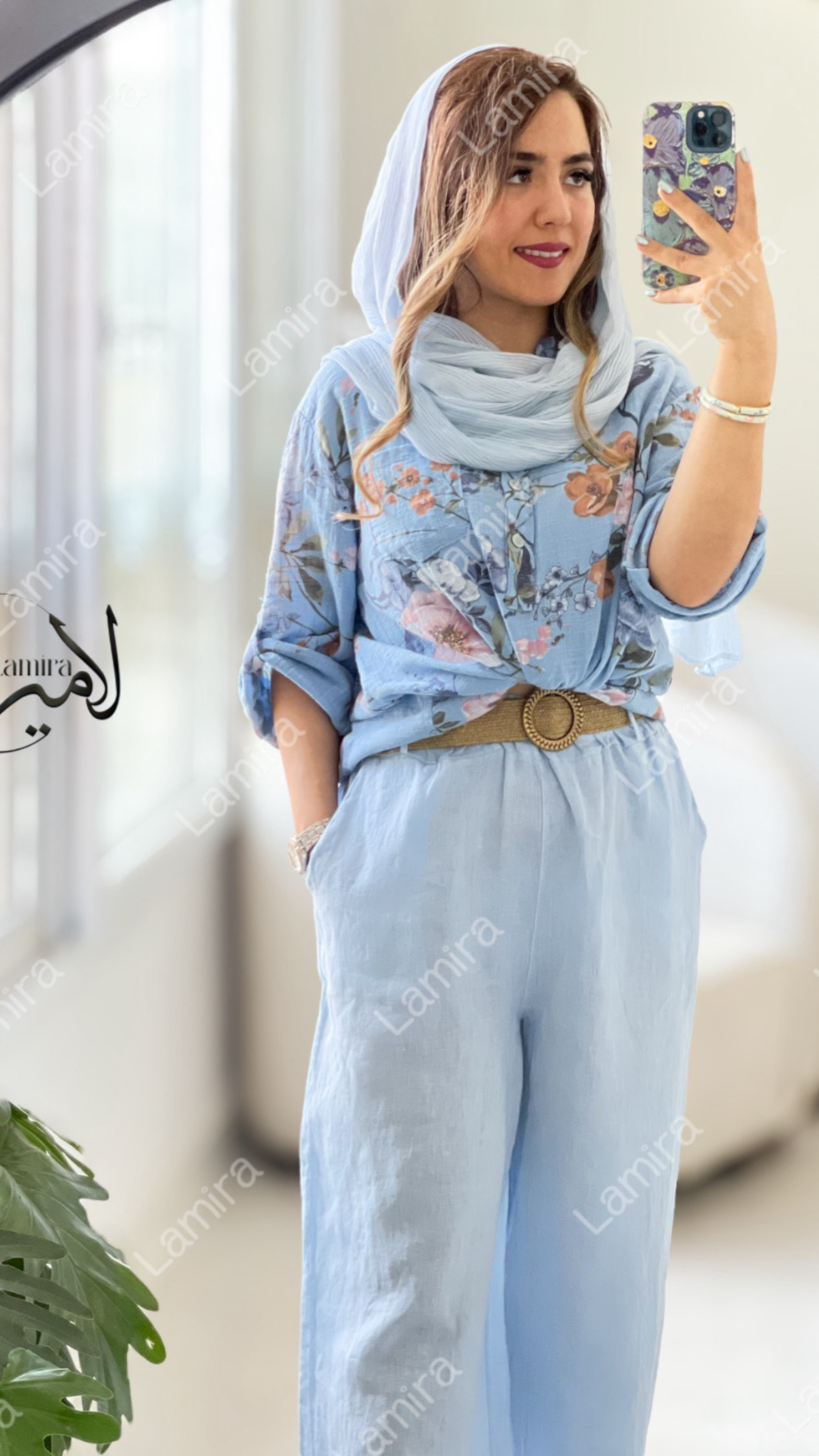 شومیز لینن ایتالیایی طرح شکوفه