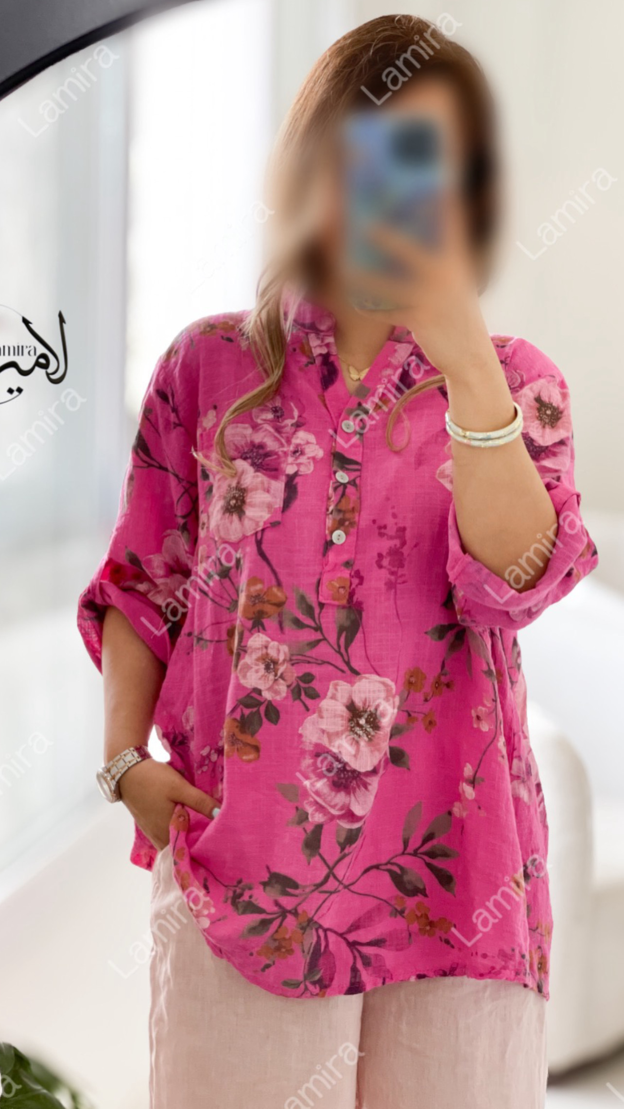 شومیز لینن ایتالیایی طرح شکوفه