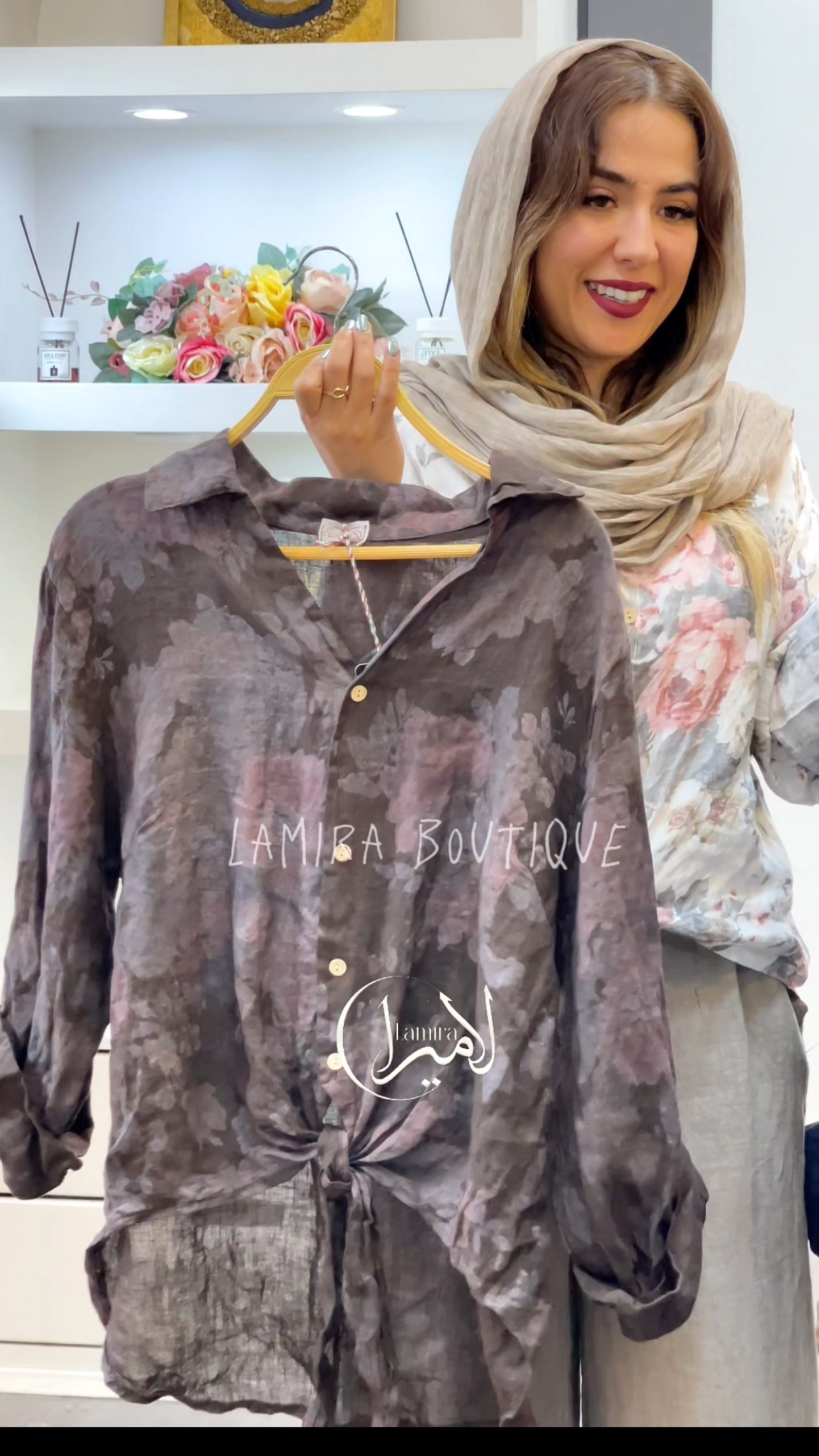 شومیز گره ای گل رز