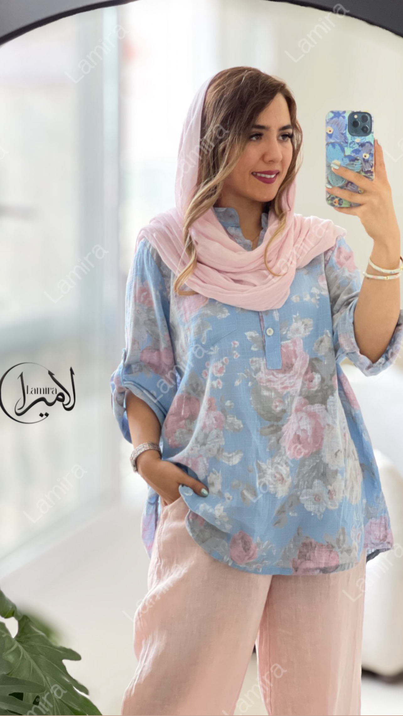 شومیز لینن ایتالیایی طرح رز
