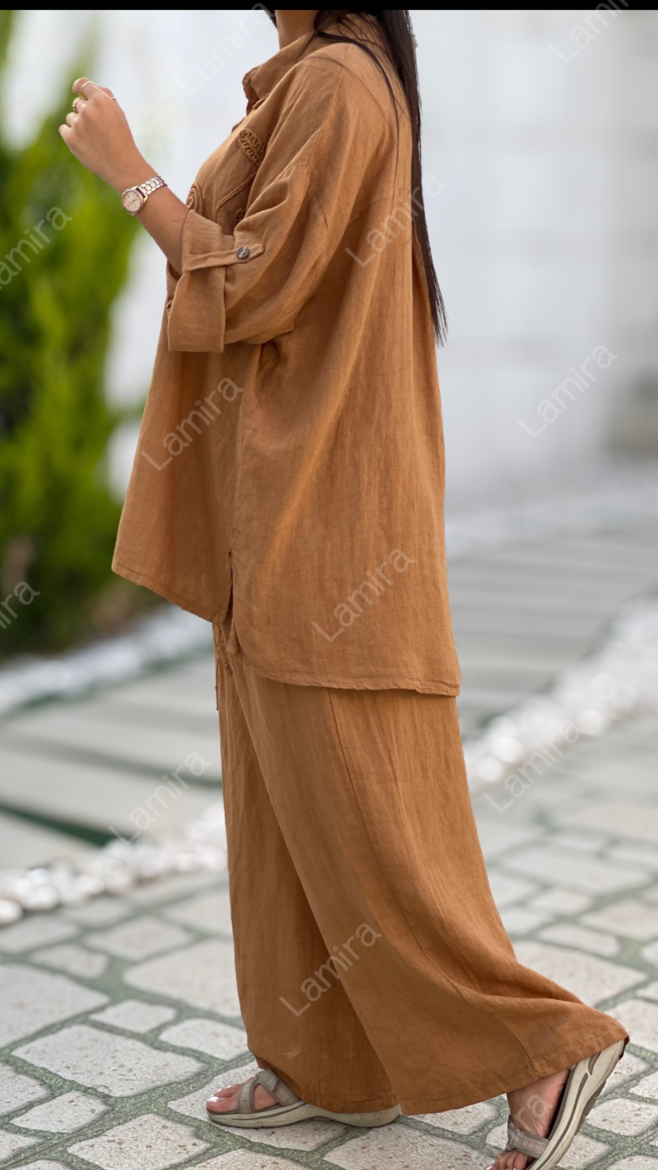 ست ساده لینن ایتالیایی گلدوزی