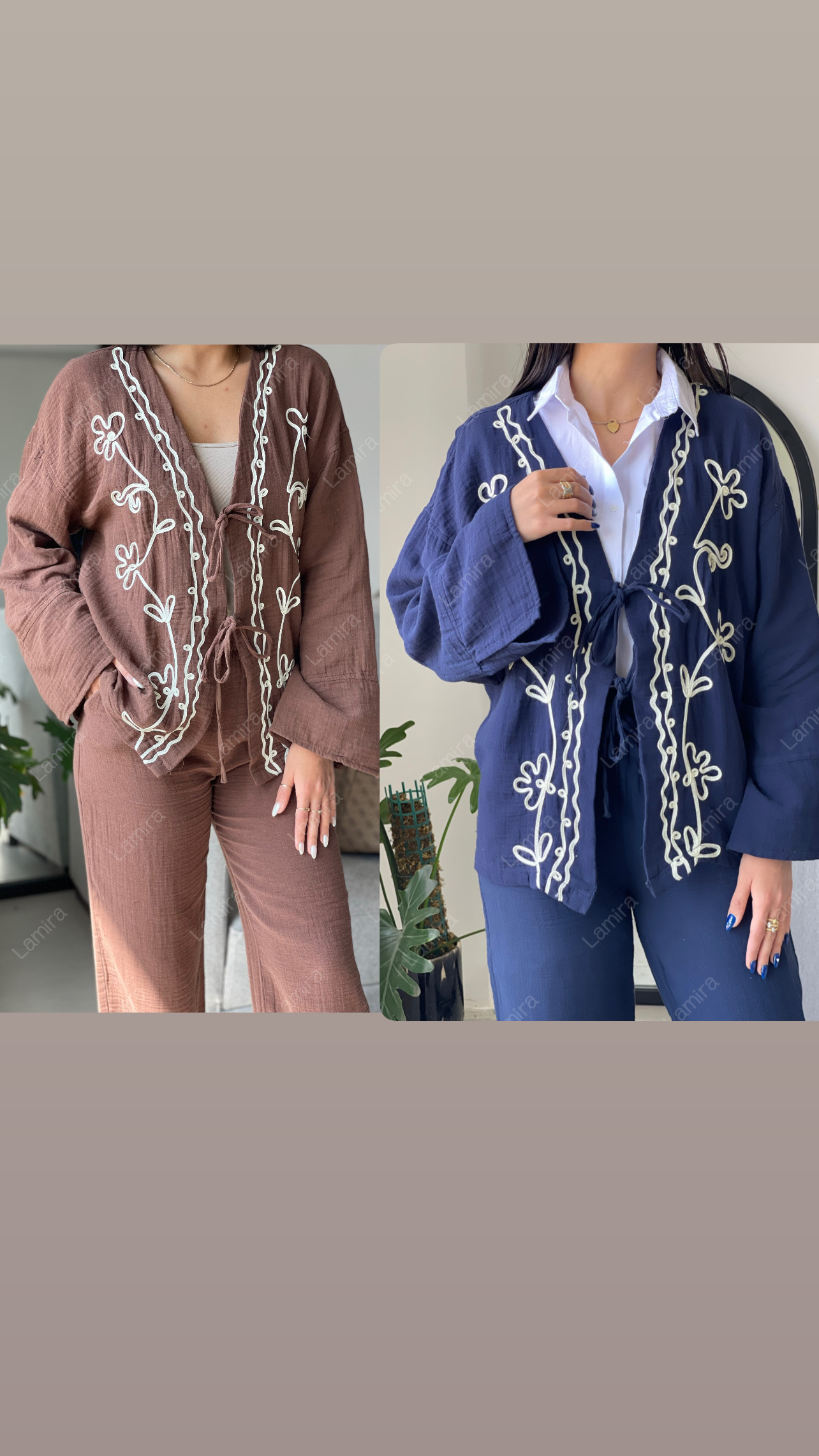 رویه جلو گره ای نوار دوزی موسلین پنبه ای ترک