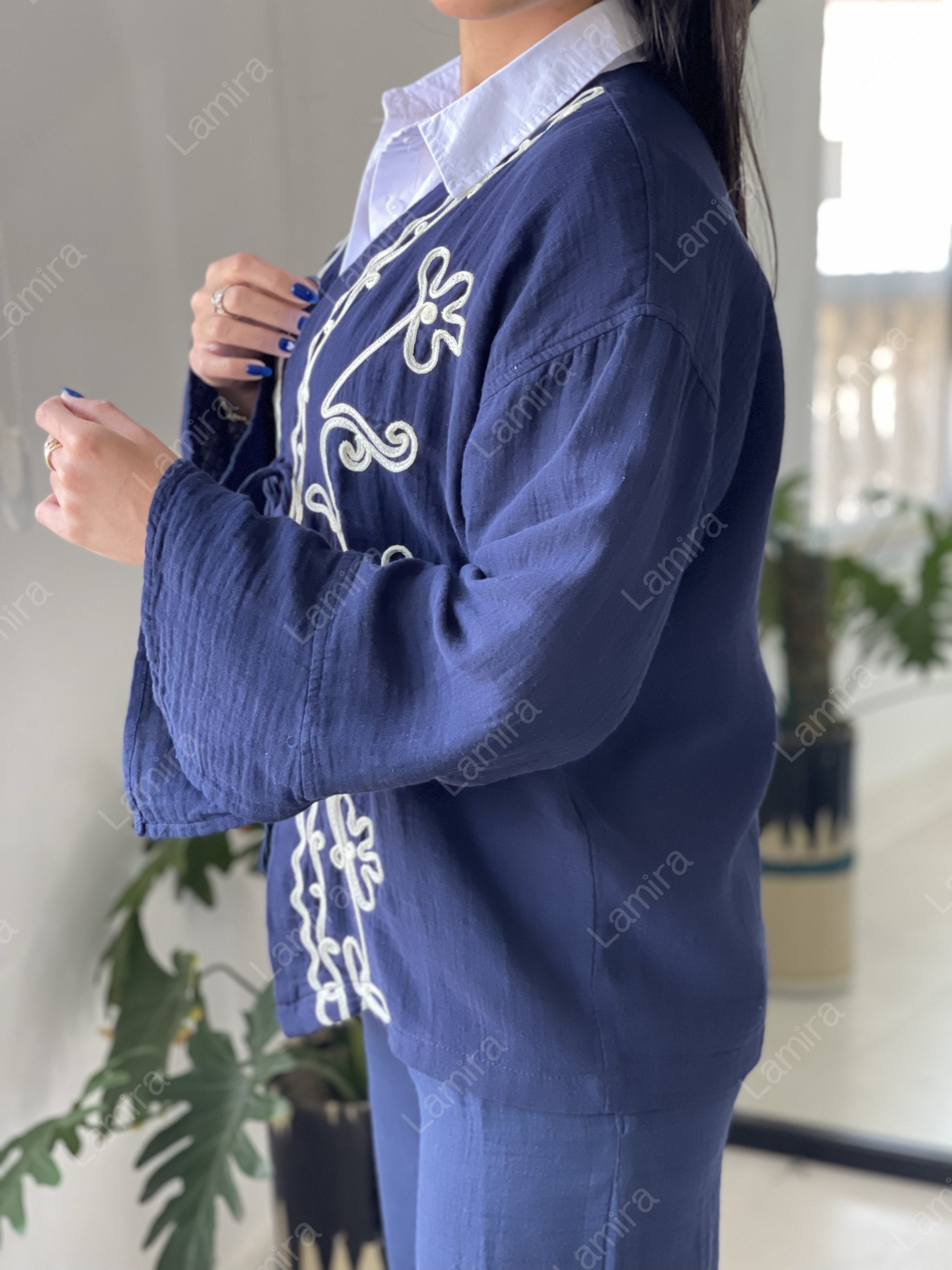 رویه جلو گره ای نوار دوزی موسلین پنبه ای ترک