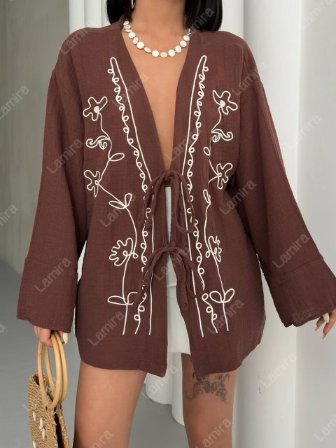 رویه جلو گره ای نوار دوزی موسلین پنبه ای ترک