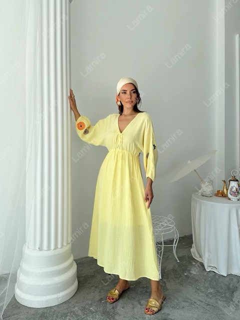پیراهن موسلین ترک پنبه ای گلدوزی