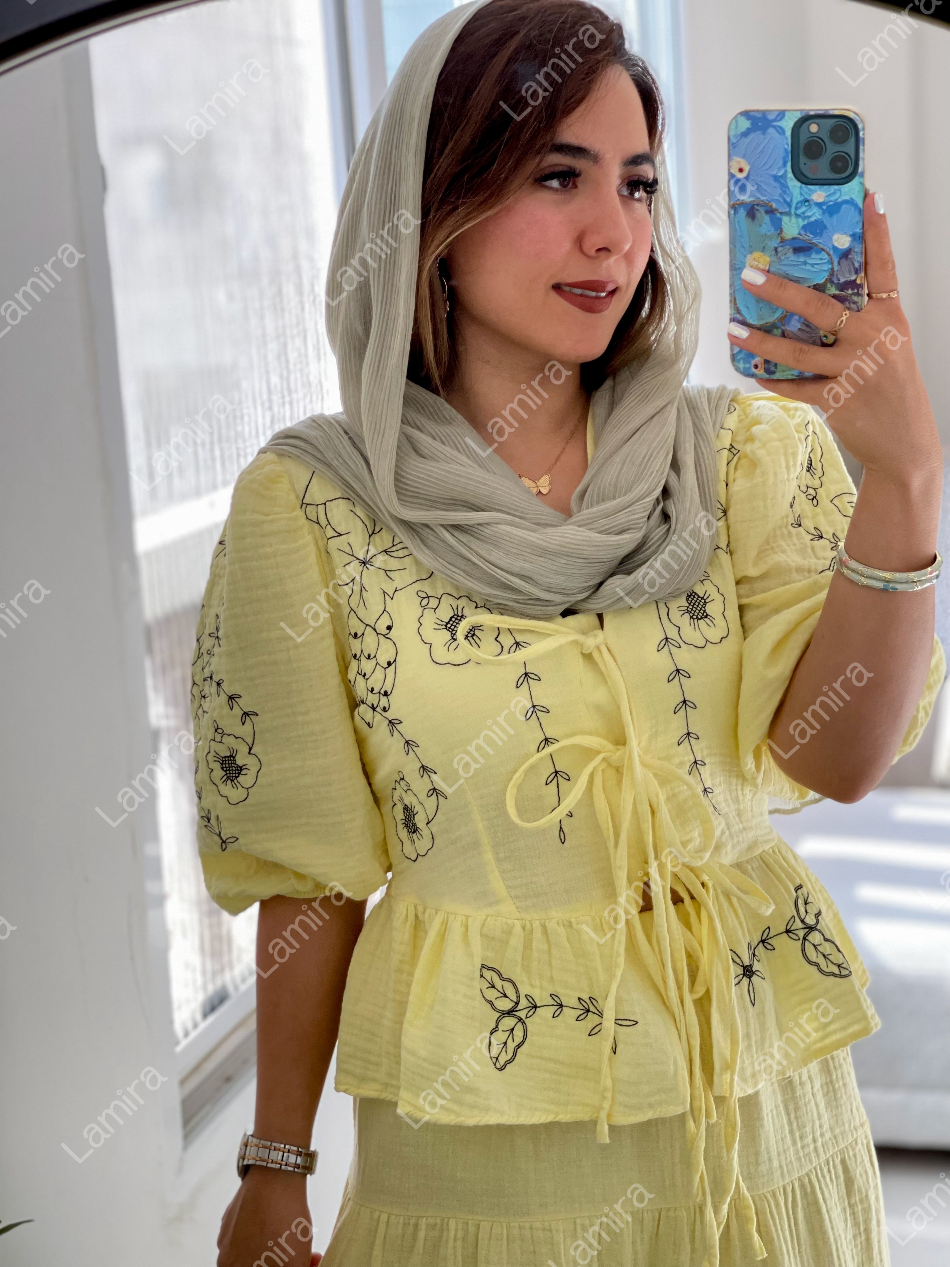 شومیز عروسکی جلو گره ای پنبه ای ترک